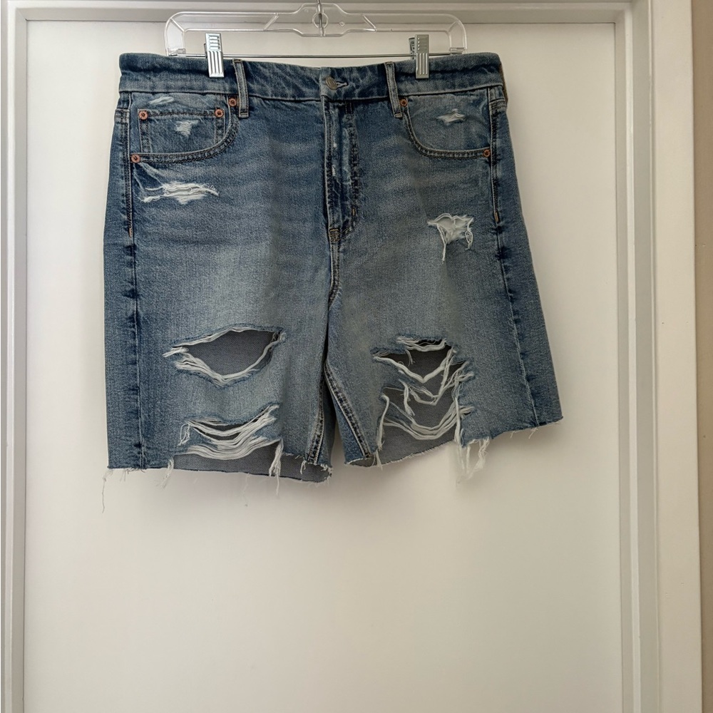 American Eagle Outfitters Blue Distressed Jean Shorts